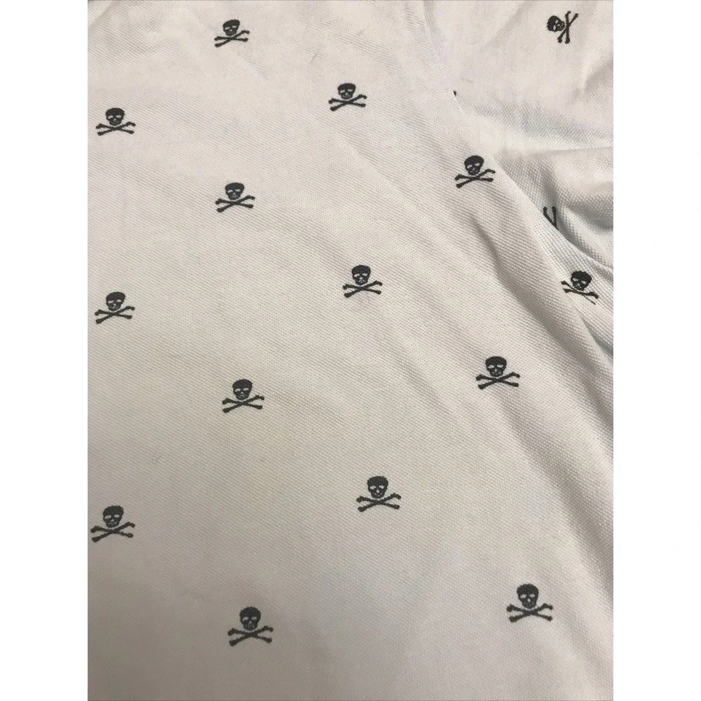 Old Navy XXL Baby Blue Polo Shirt Top Danger Skull‎